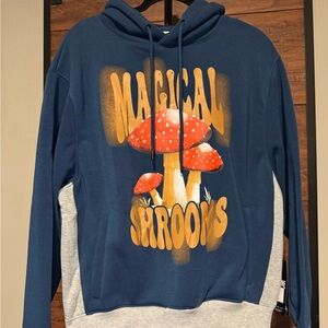 Blue Hoodie with Mushroom Graphic